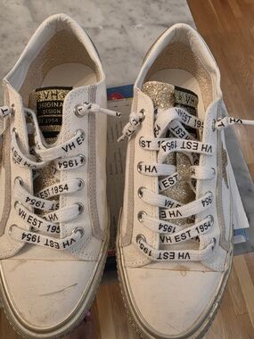 White Sneakers with Gold Glitter Star